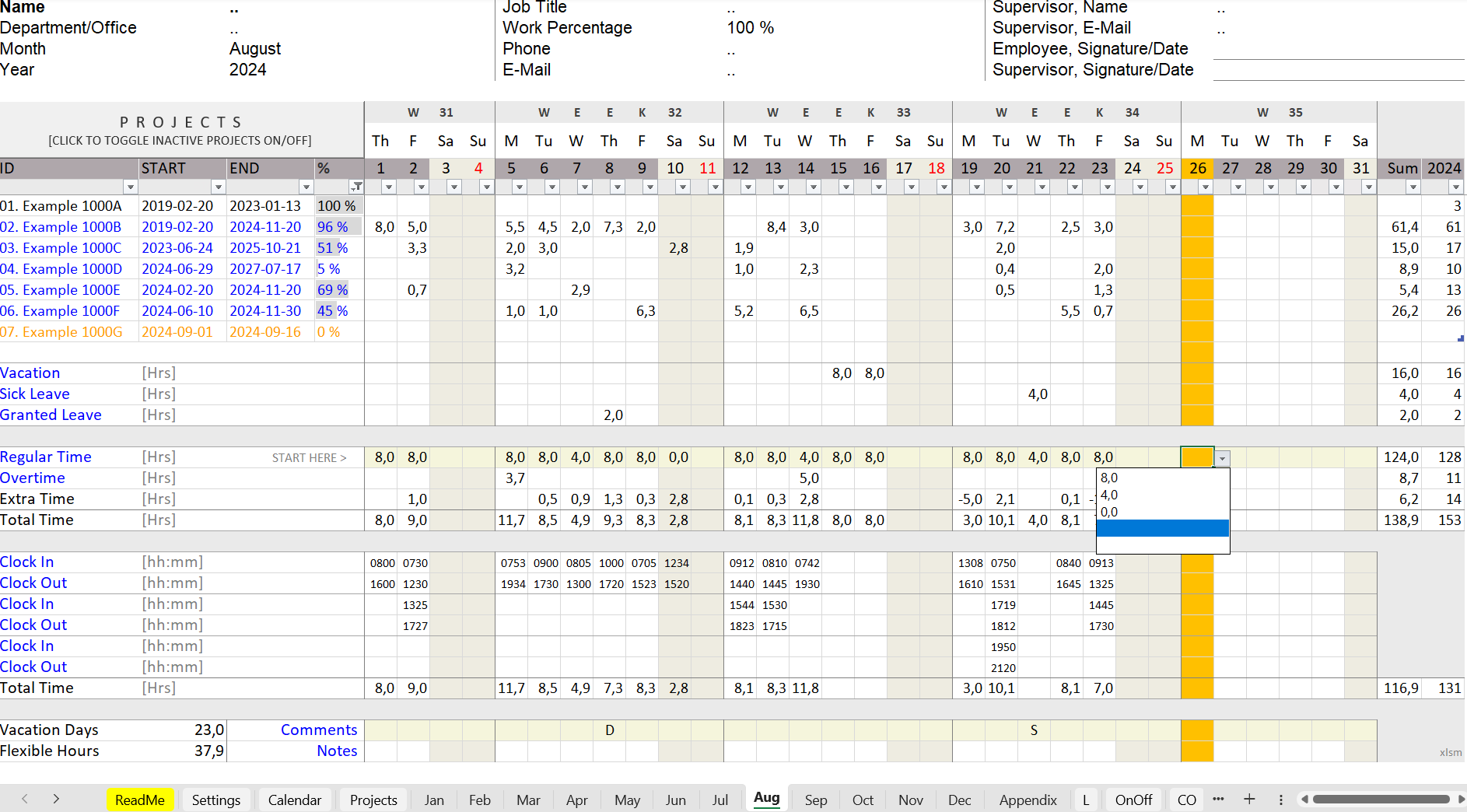 Excel Timesheet